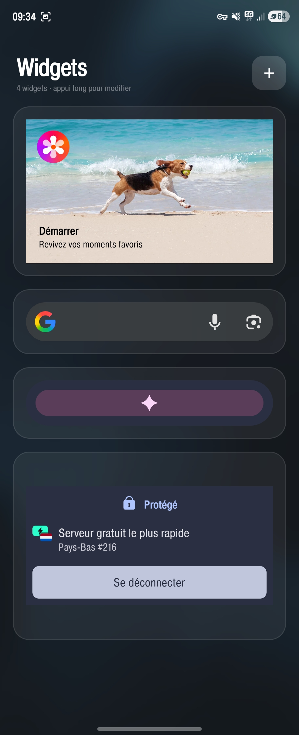 Dedicated right panel for Android widgets